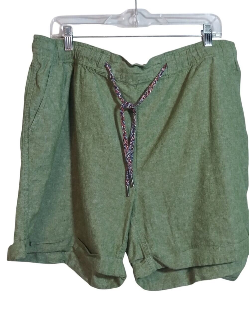 Eddie Bauer Women’s Green Drawstring Casual Line Natural Pull On Shorts Sz XXL